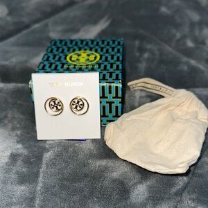 Tory Burch Gold-Tone Logo Stud Earrings